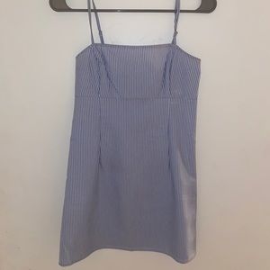 Blue and white striped garage dress